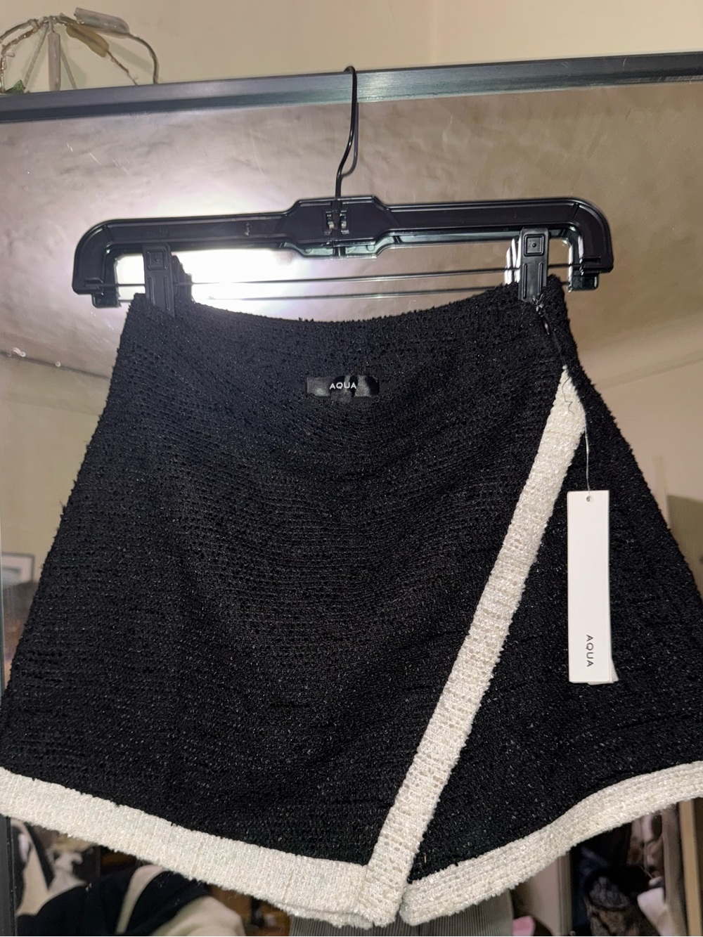 Aqua Black Knit Wrap Skort with White Trim Accent